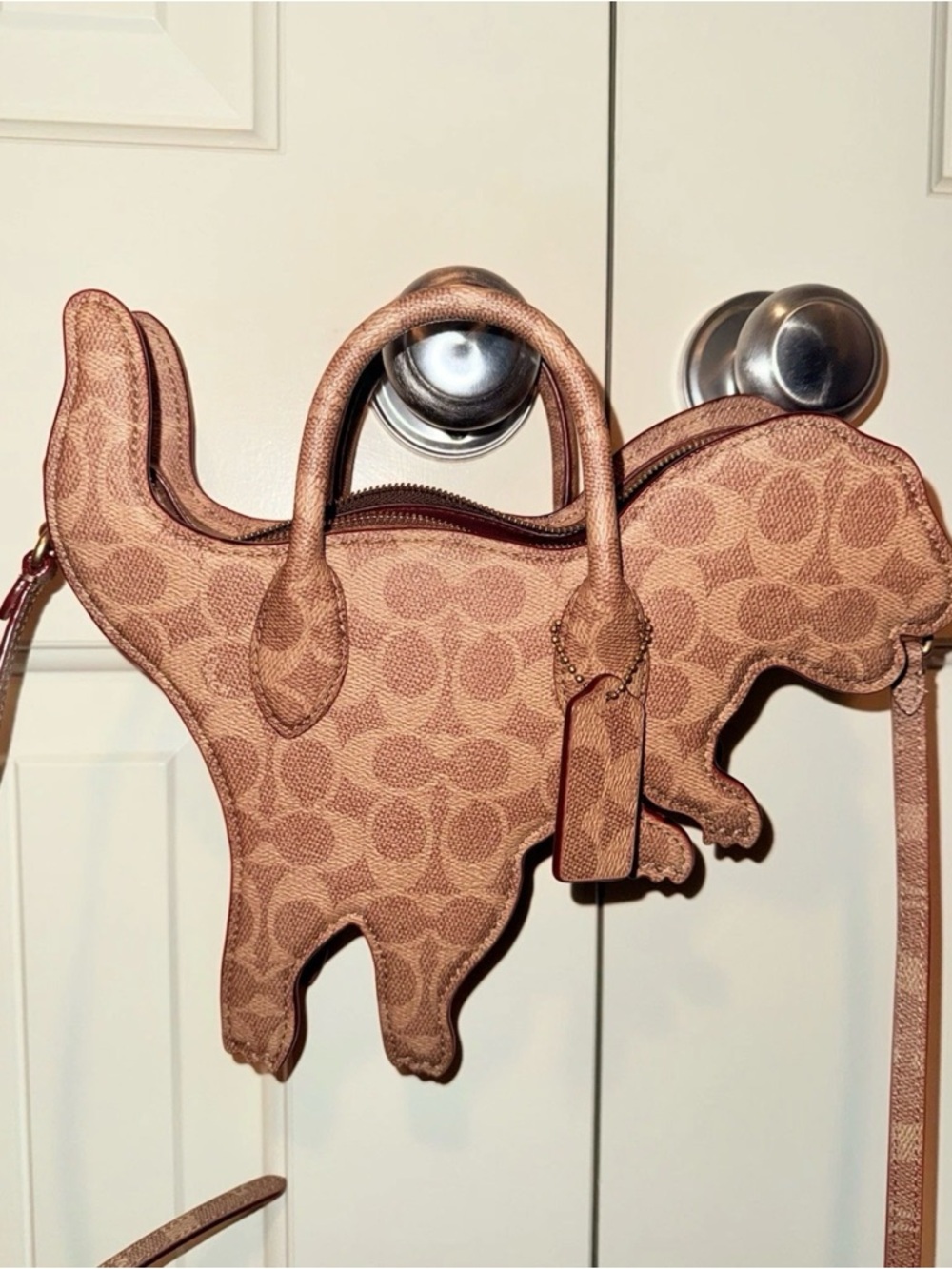 Coach Tan Leather Coach Patch Crossbody Detail